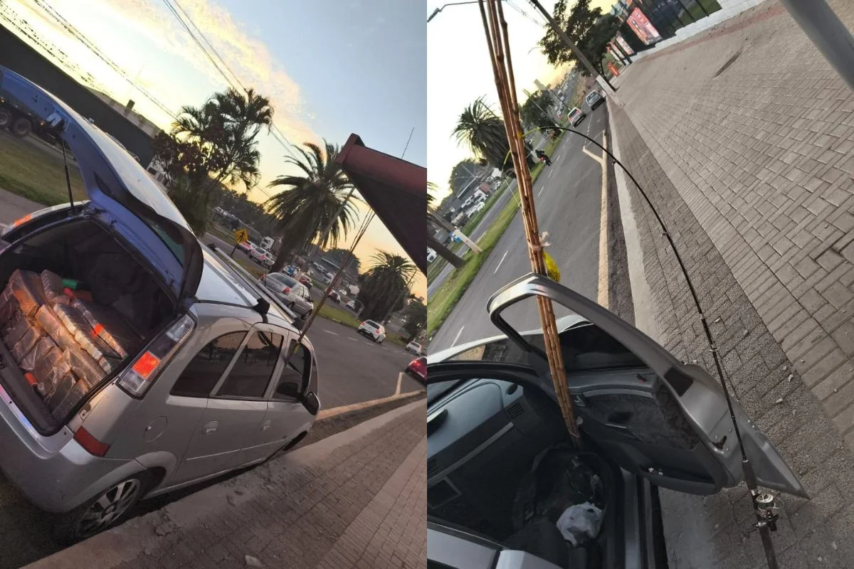 Traficante se disfarça de pescador, colocando varas em carro, mas acaba preso após polícia encontrar 270 kg de maconha no porta-malas, no PR
